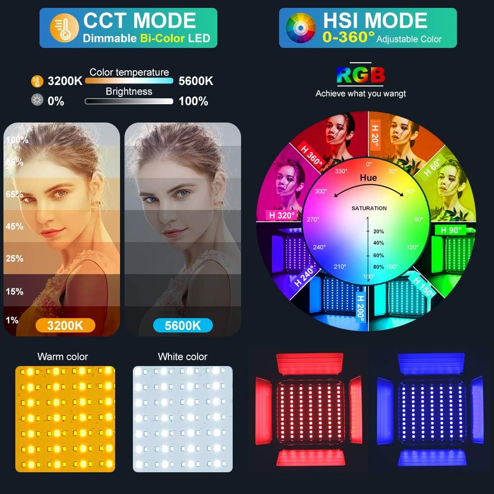 RGB LED Panel Video Light with - Led Light Panel Stream review and price
