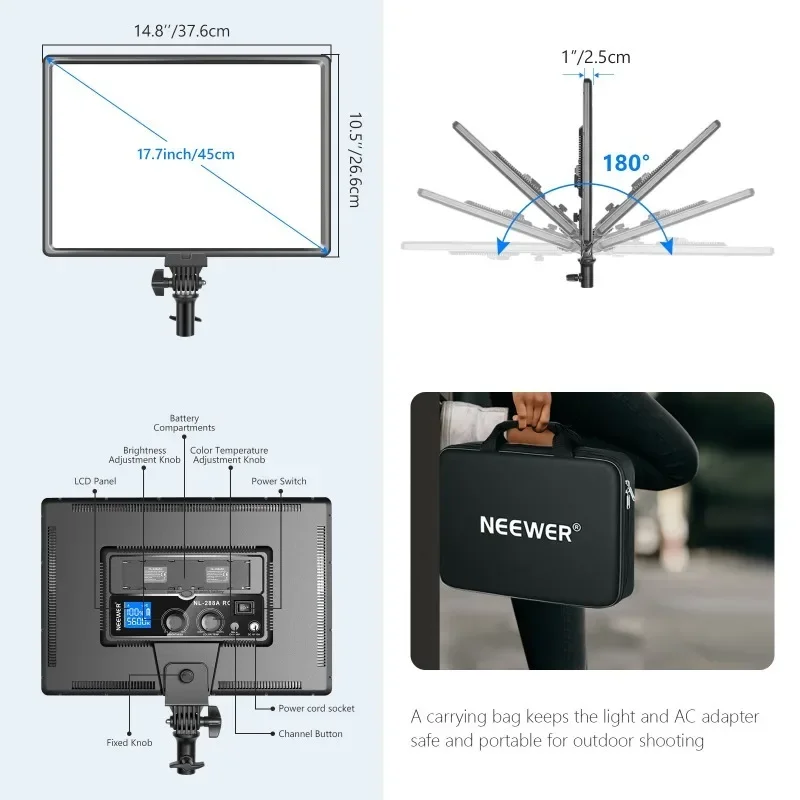 NL288 LED video light with 2.4 - Led Light Panel Stream review and price