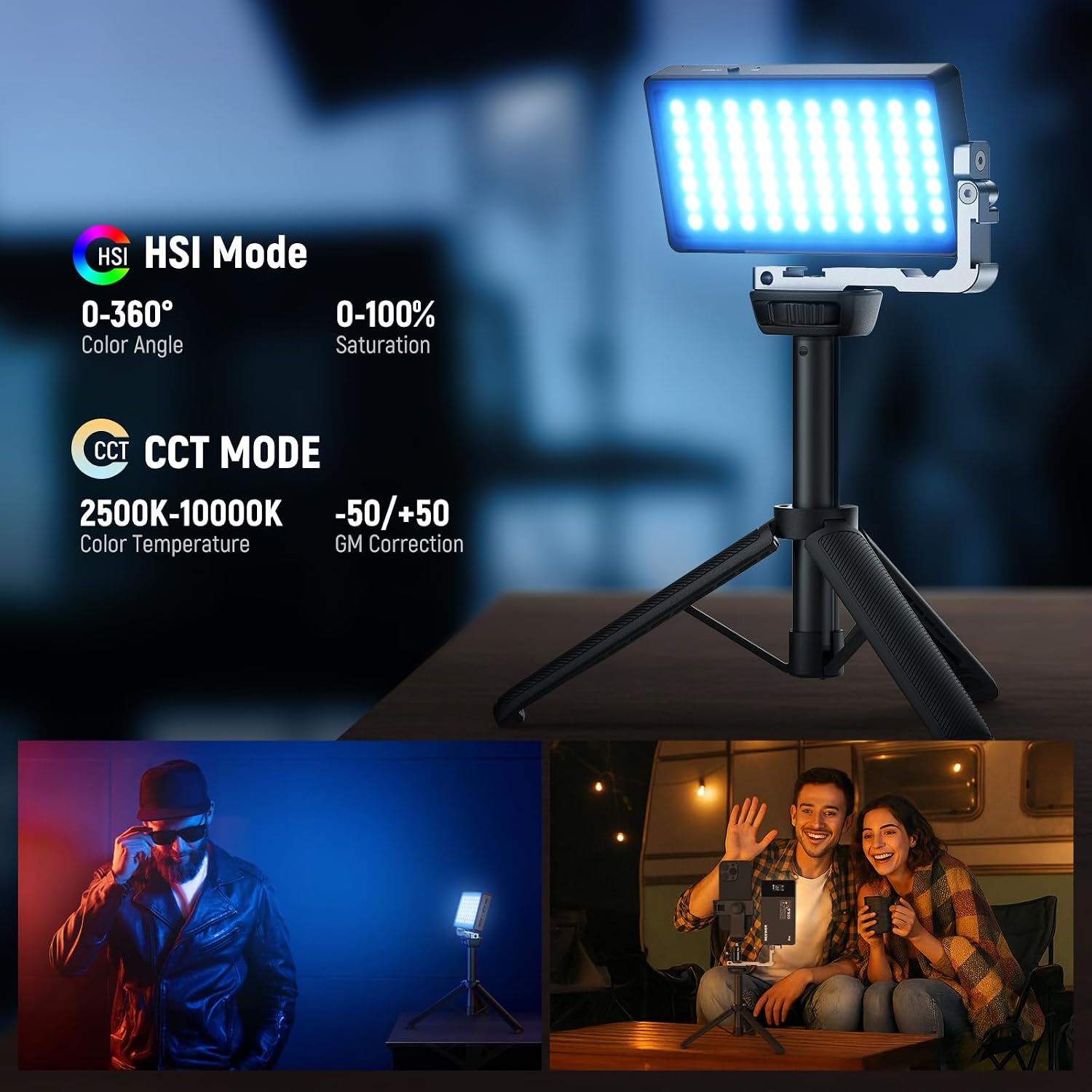 NEEWER 12W RGB Video Light On  - Led Light Panel Stream review and price